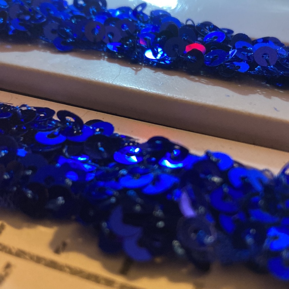 scrap fabric blue sequins stretchy fabric
